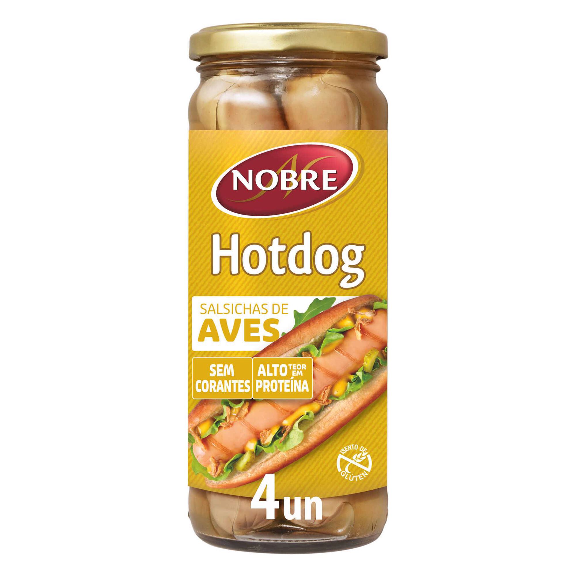Salsichas de Aves Hot Dog Frasco 4 un sem Glúten
