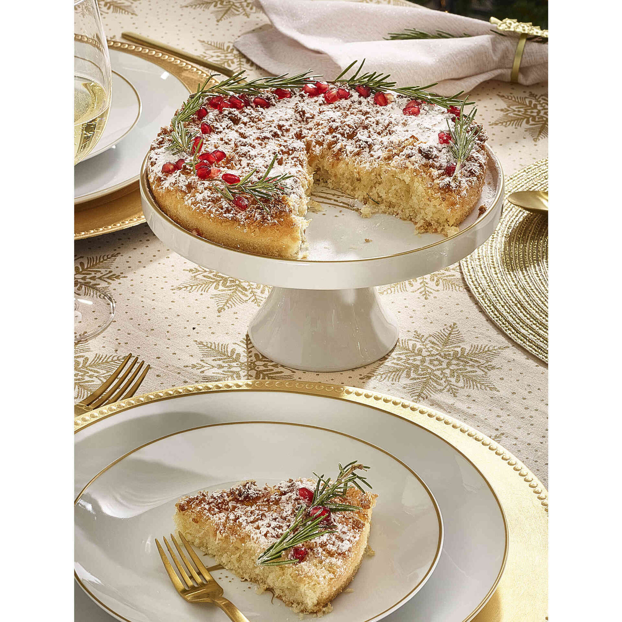 Prato Bolo com Pé Tree Dourado