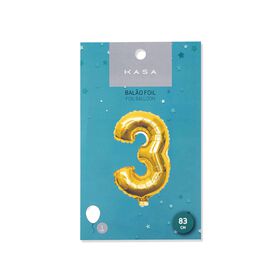 Balão Foil Nº3 83cm Dourado