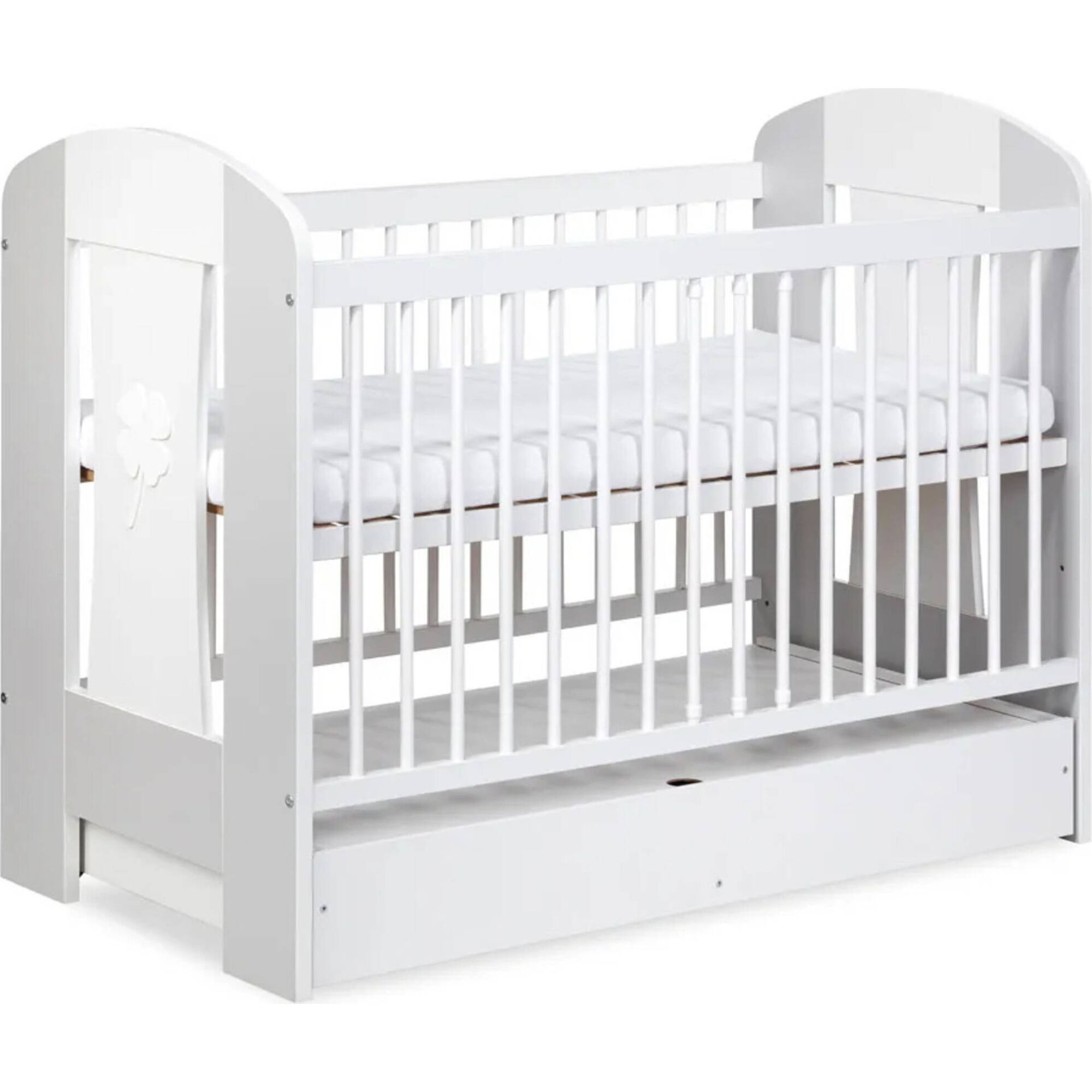 Cama de Grades Madeira Branca e Cinza Nati