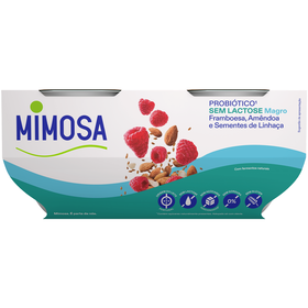Iogurte Magro Probi&oacute;tico Framboesa, Am&ecirc;ndoa e Sementes de Linha&ccedil;a sem Lactose