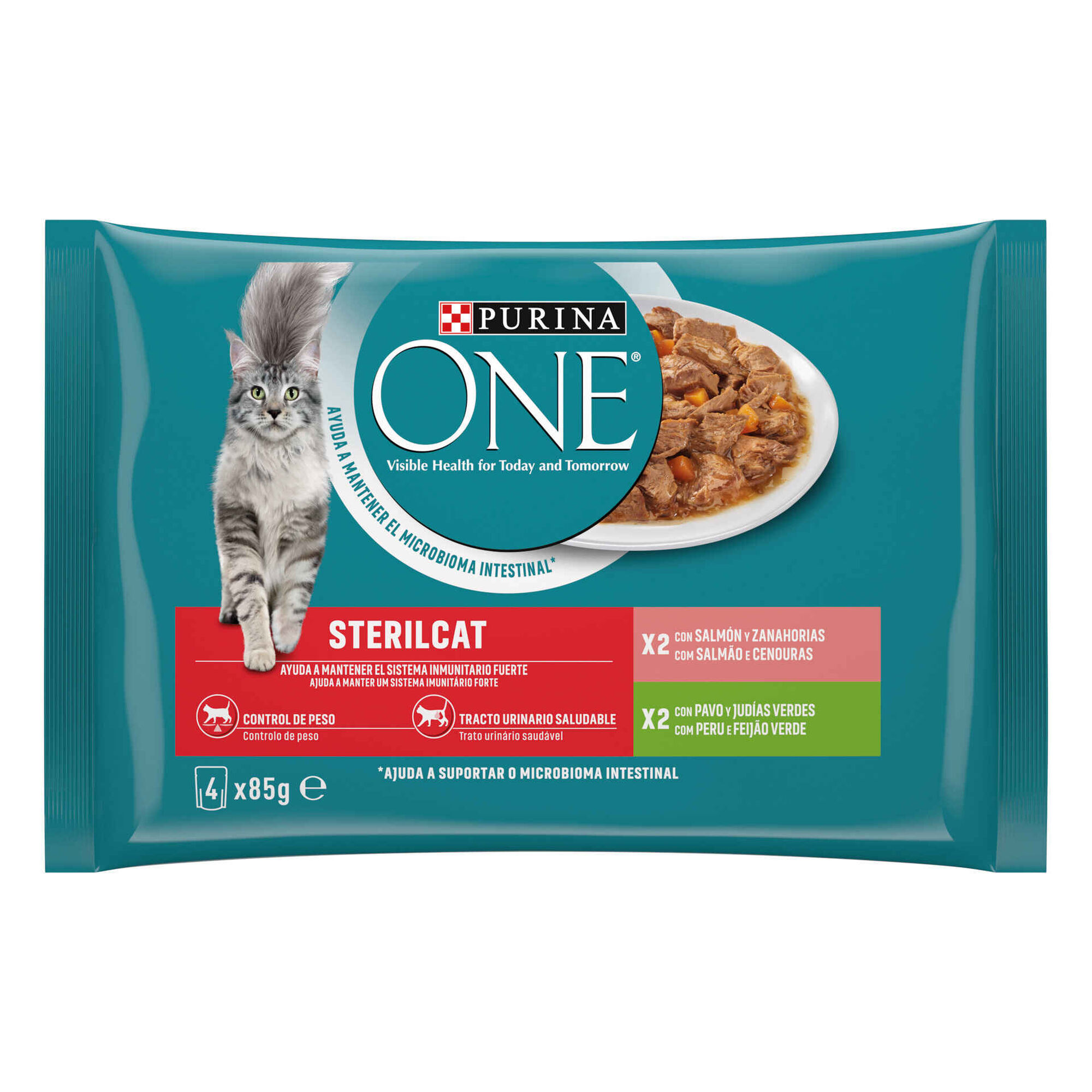 Comida Húmida para Gato Adulto Esterilizado Salmão e Peru Saquetas