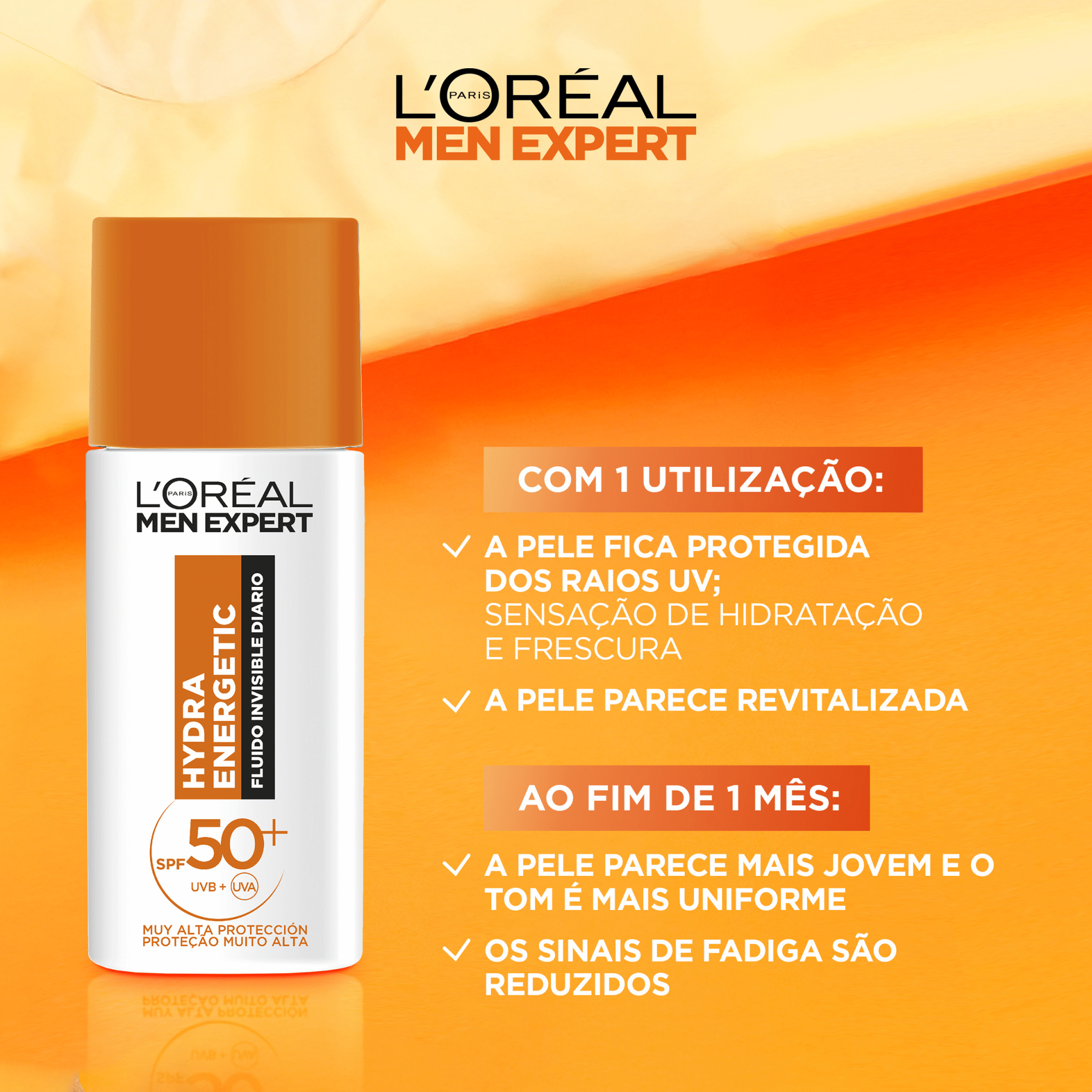 Flu&iacute;do de Rosto Hydra Energetic FPS 50+ L'Or&eacute;al Paris Men Expert