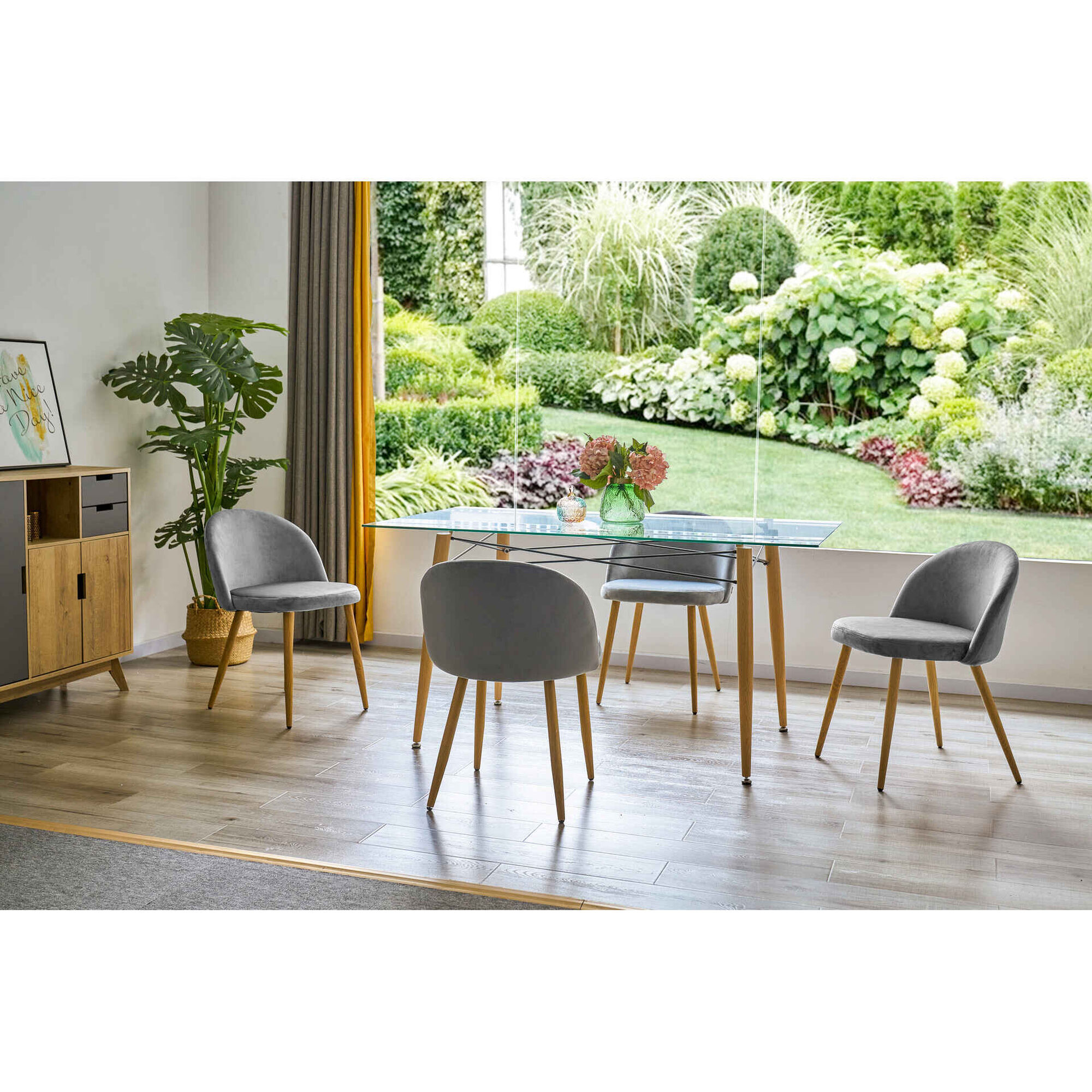 Cadeira Estofada Cinza Milan Kasa