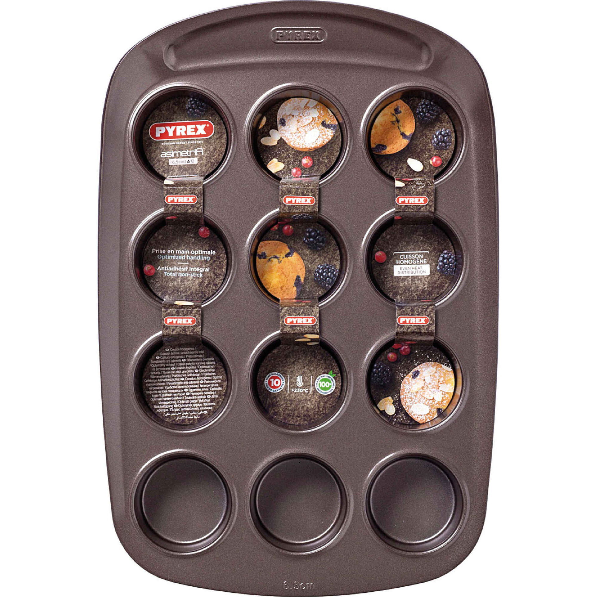 Forma 12 Muffins Metal Castanho Asimetria Pyrex