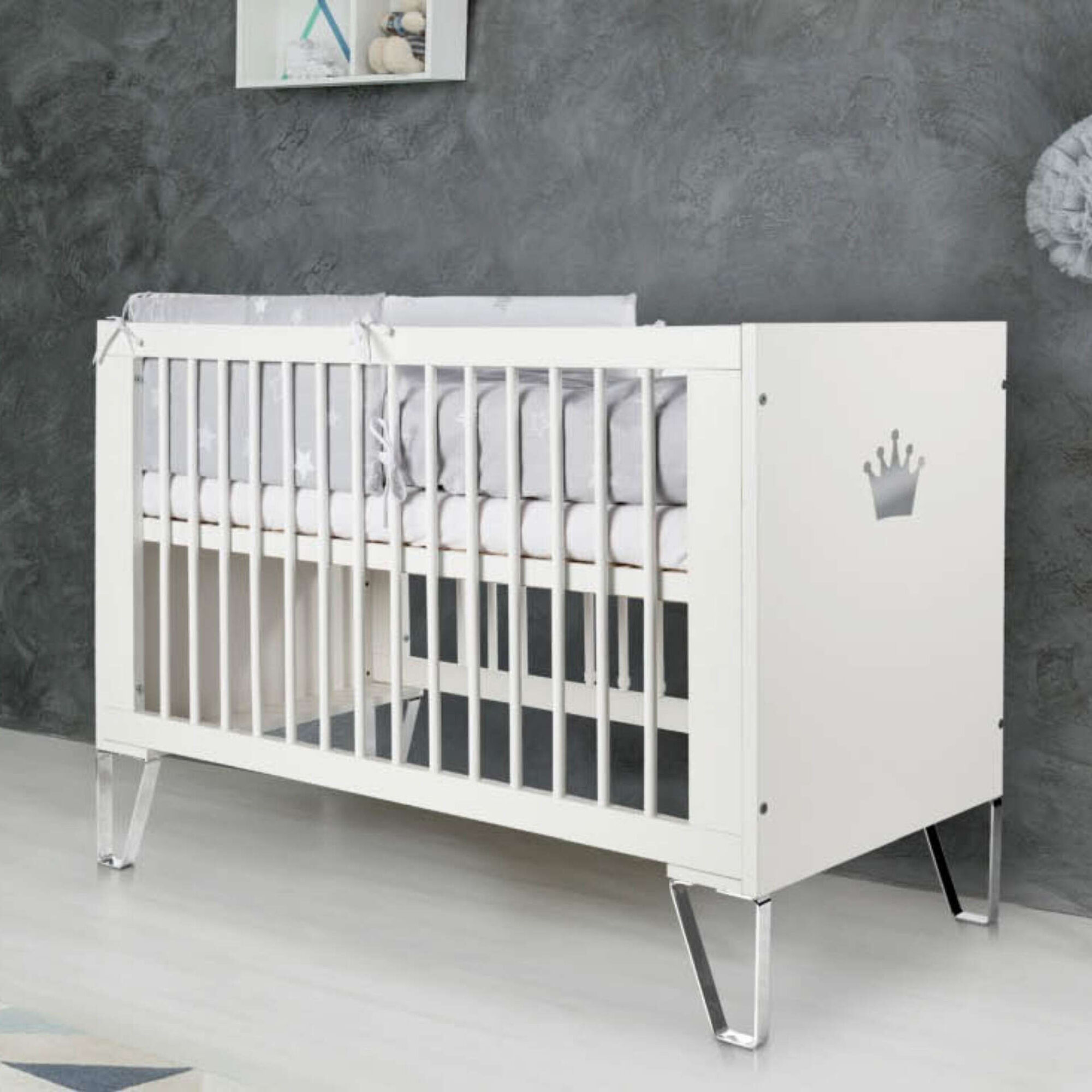 Cama de Grades Madeira 120x60cm Branca Blanka