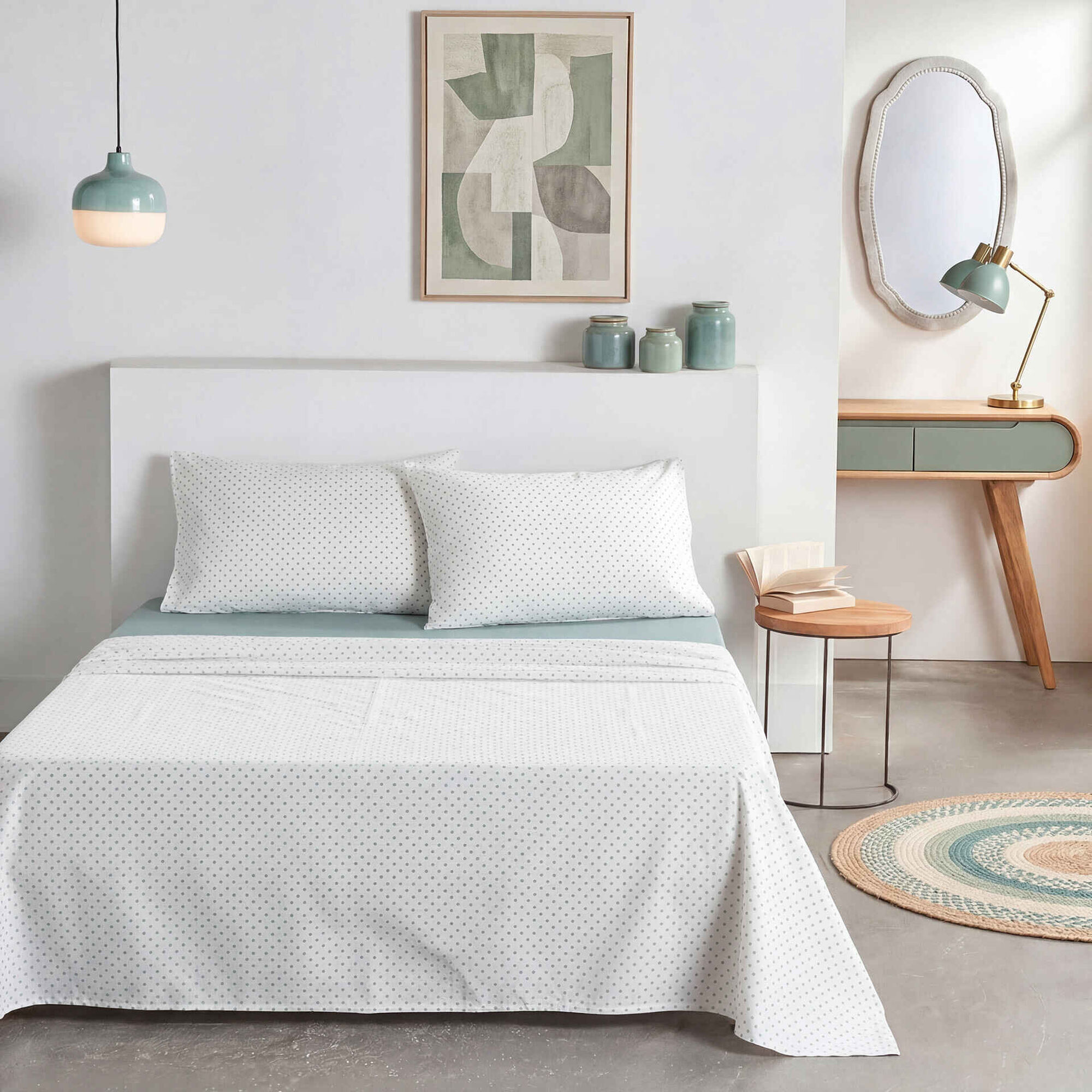 Conjunto Len&ccedil;&oacute;is Microfibra Pintas Verde