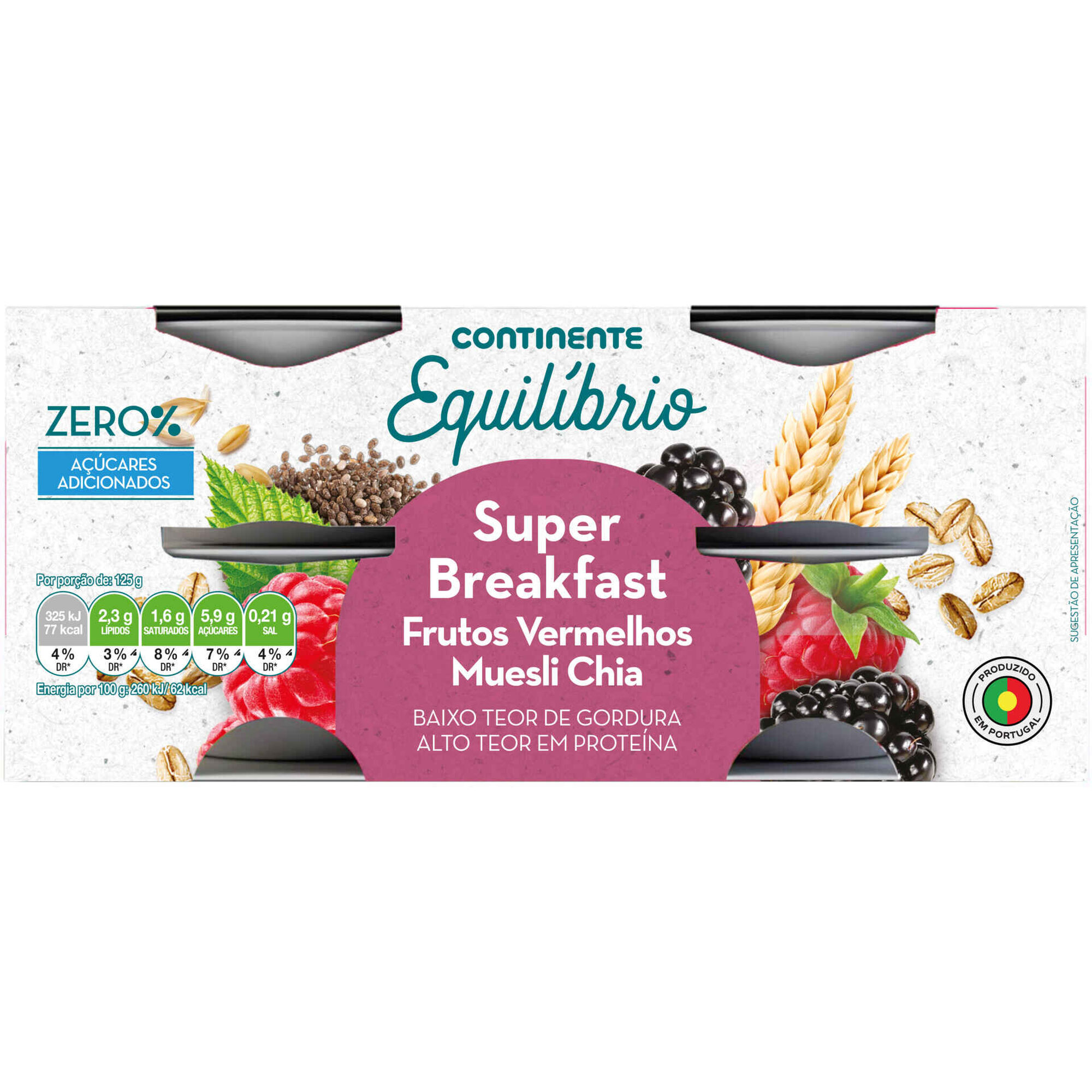 Iogurte Pedaços Frutos Vermelhos, Muesli e Chia Iogurte Pedaços Frutos Vermelhos, Muesli e Chia