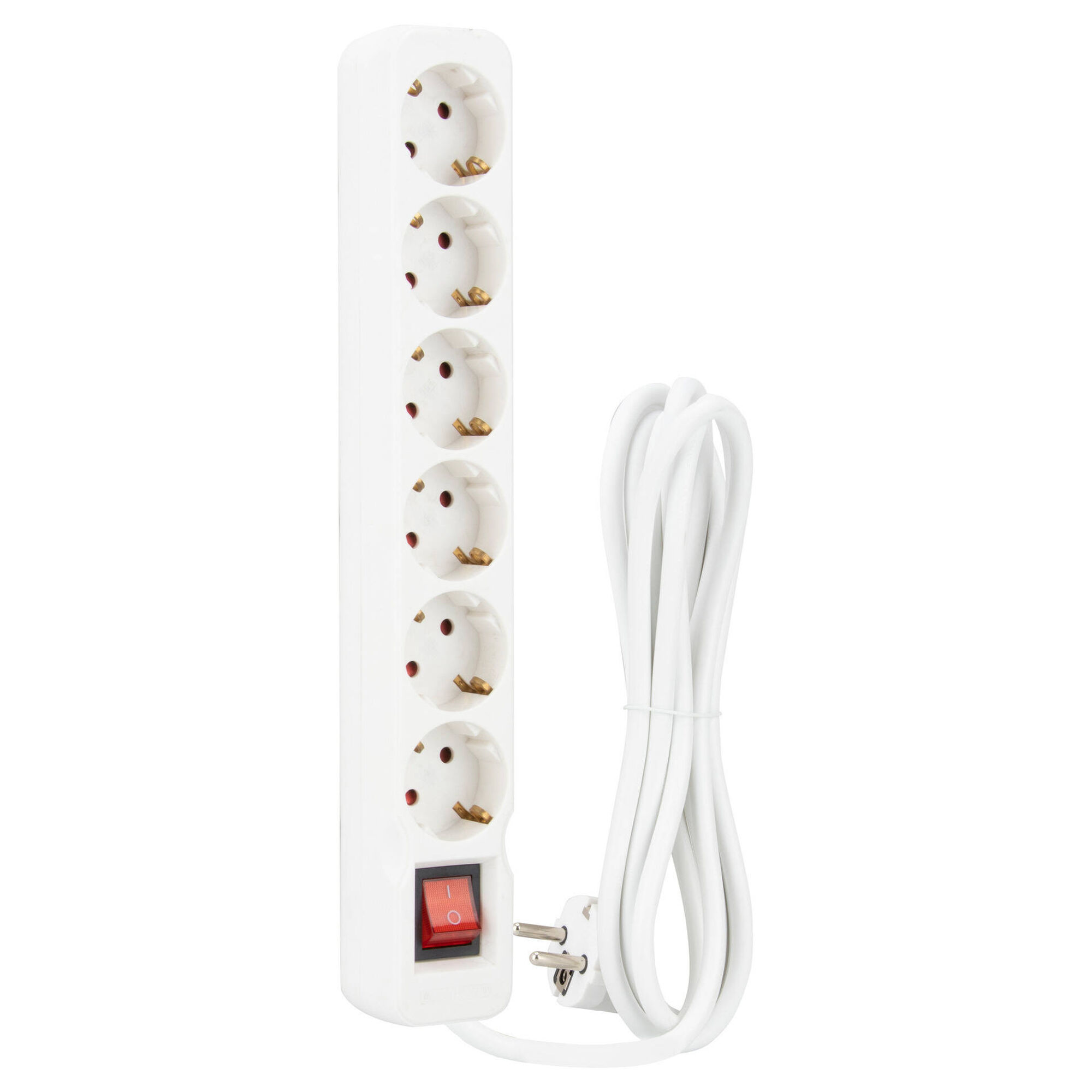 Bloco 6 Tomadas com Interruptor 1,5mts Branco