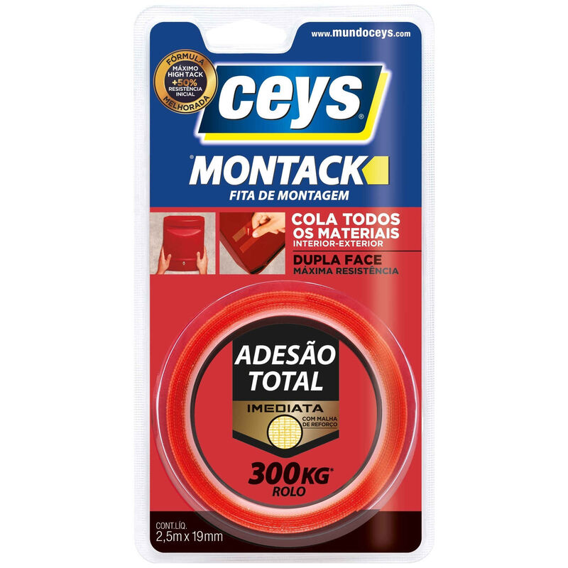 Fita Montagem Dupla Face 19mmx2,5mts Montack Express Transparente Ceys