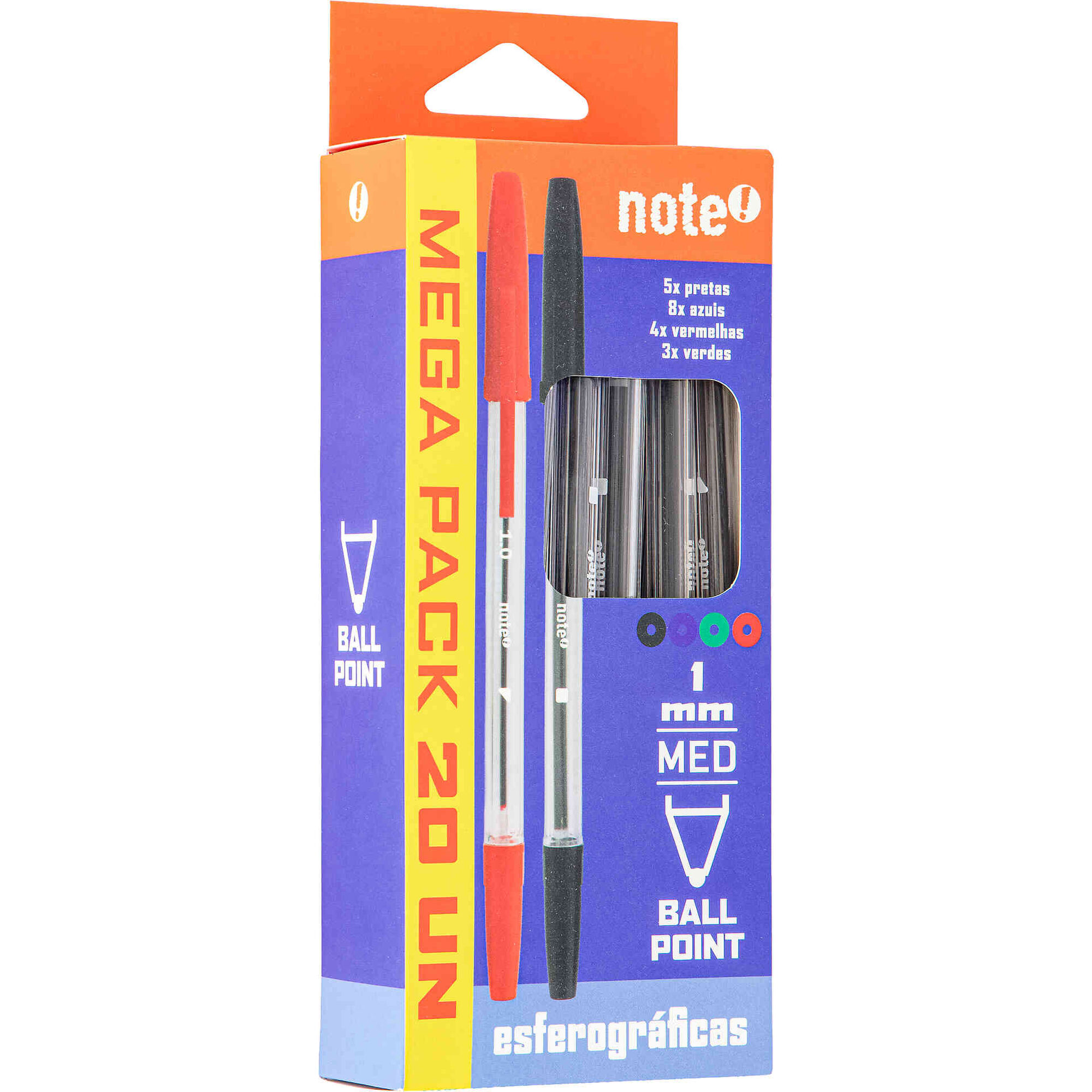 Conjunto 20 Esferogr&aacute;ficas Ball Point 1mm Note!