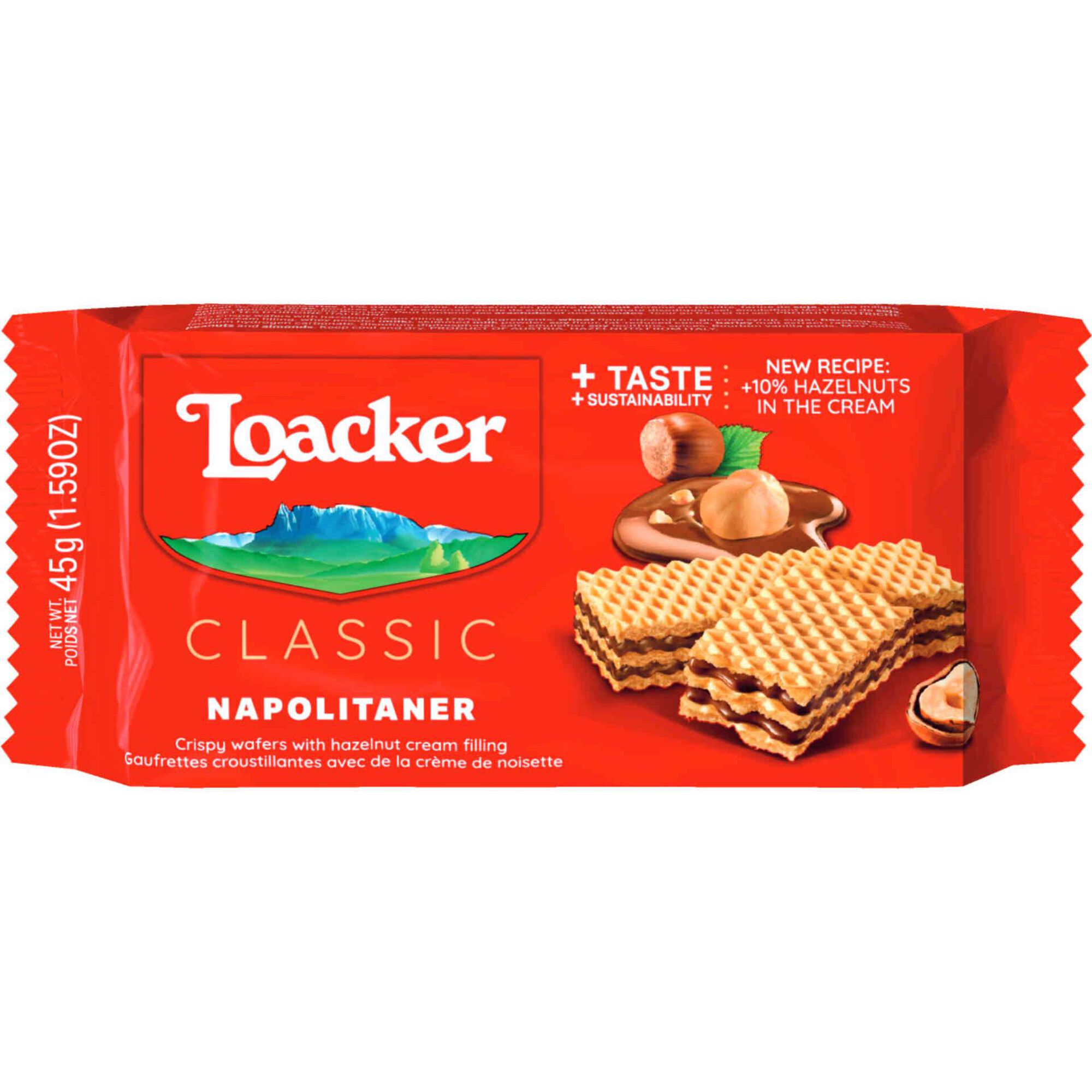 Bolachas Wafers com Recheio de Avel&atilde; Loacker