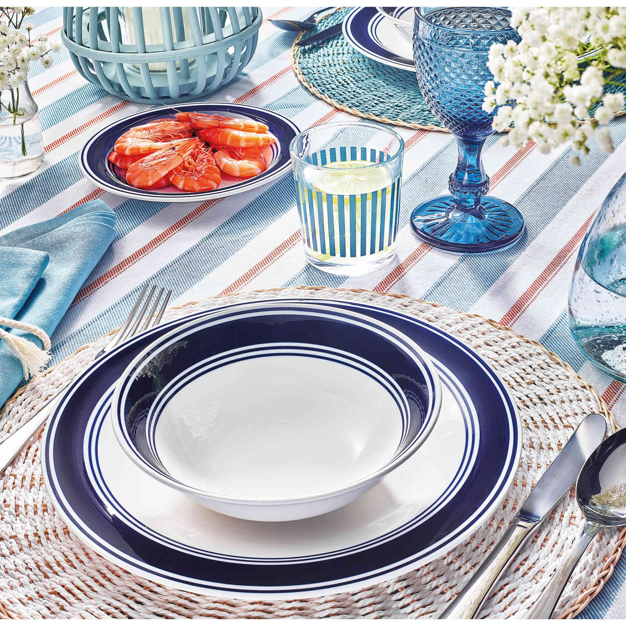 Serviço Mesa 18 Peças Branco Classic Blue Serviço Mesa 18 Peças Branco Classic Blue