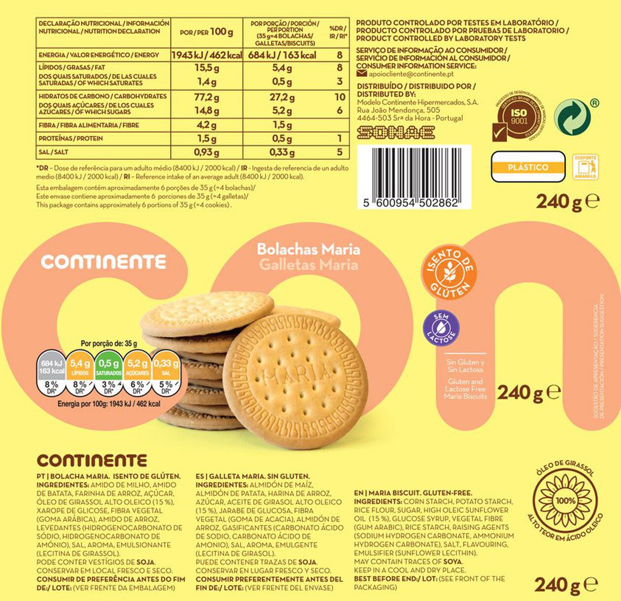 Bolachas Maria sem Glúten Continente Continente Online