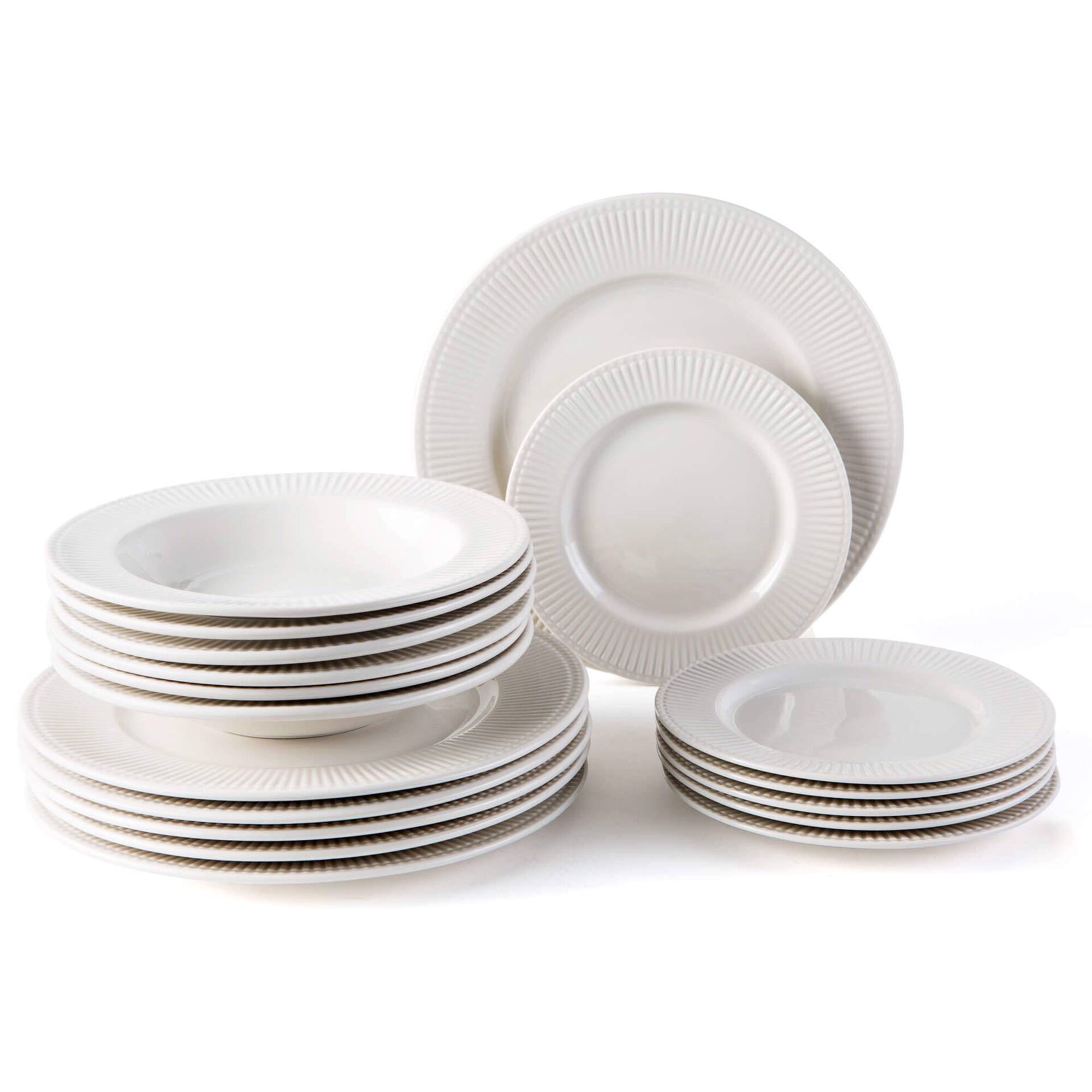 Serviço Mesa 18 Peças Branco Embossed Serviço Mesa 18 Peças Branco Embossed