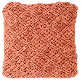 Almofada 45x45cm Macramé Losangos Laranja