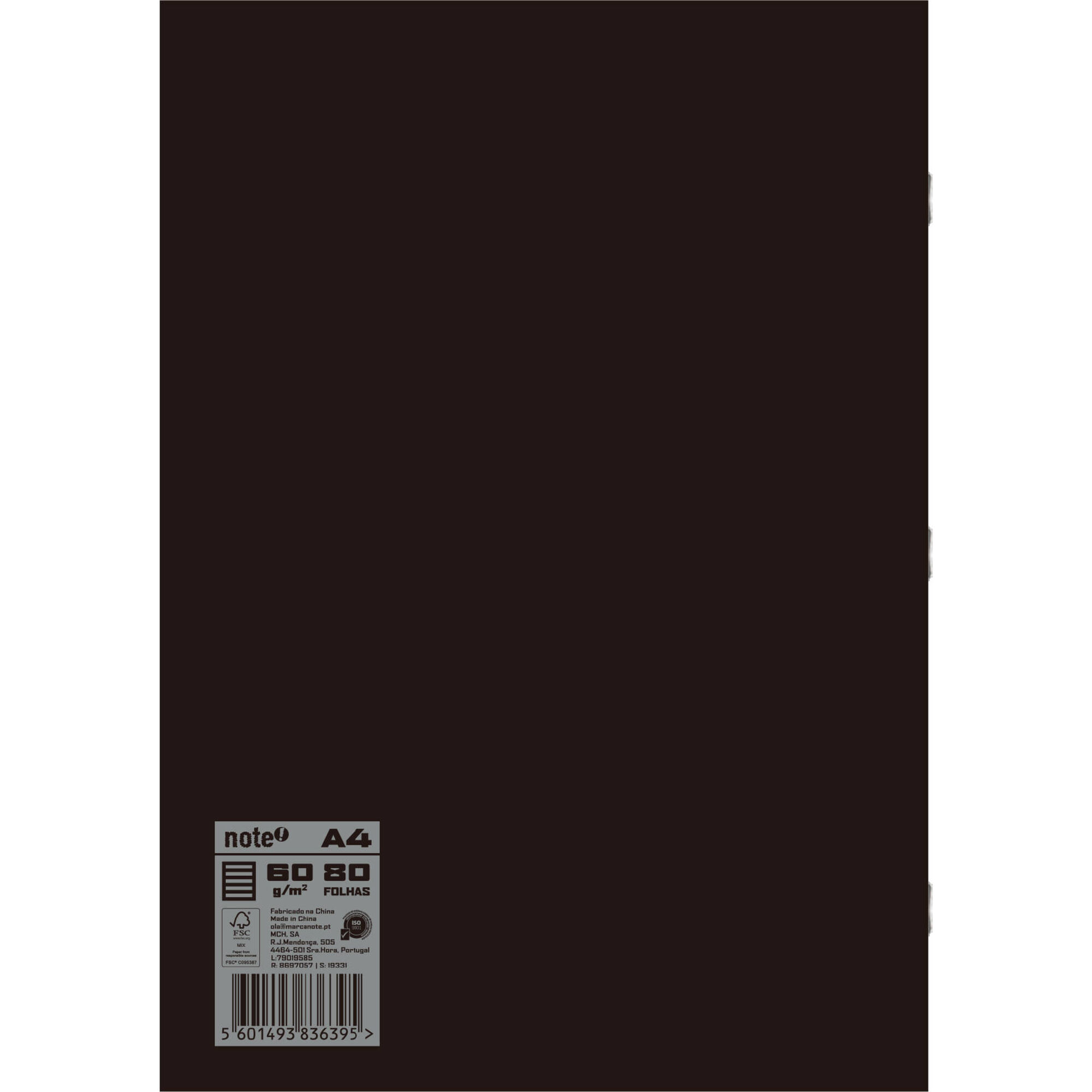 Caderno Agrafado Plastificado Pautado A4 Preto Note!