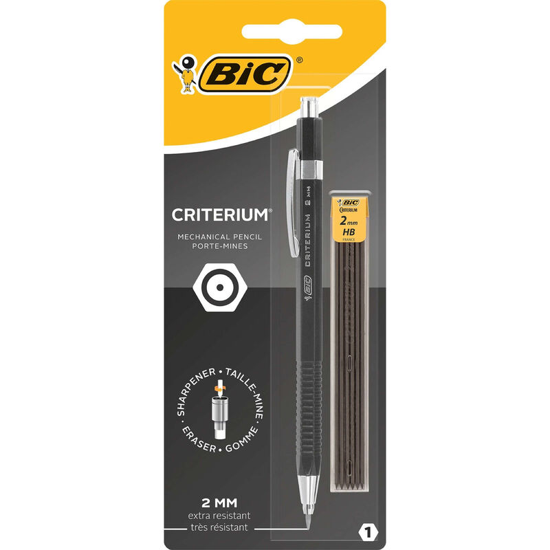 Lapiseira Criterium 2mm e 6 Minas HB (várias cores) Bic