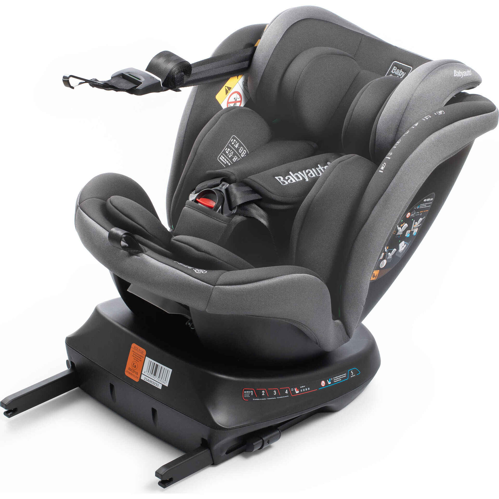 Cadeira Auto I-Size 40-150cm Isofix Rotativa Rodia Fix Cinza Babyauto