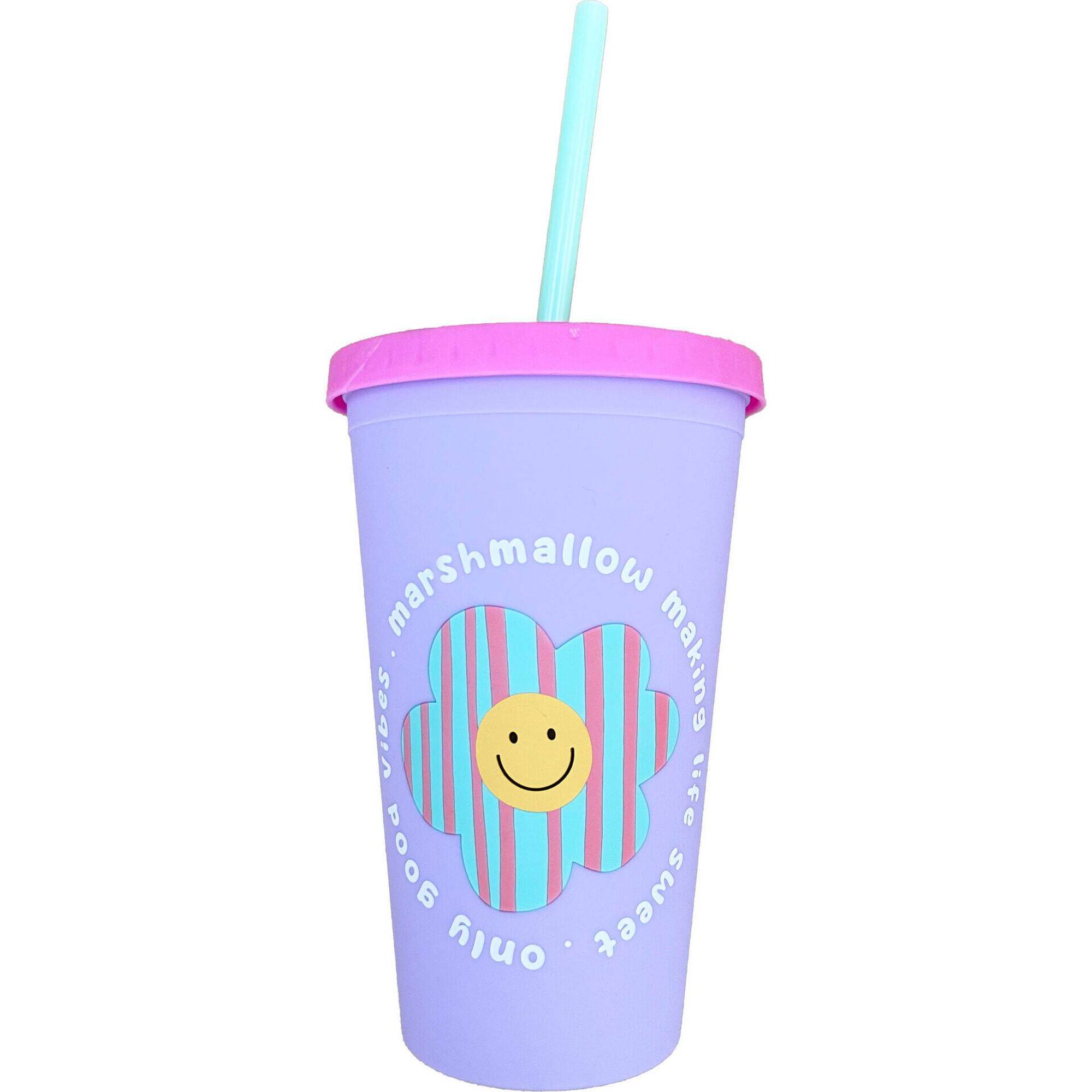 Copo Pl&aacute;stico com Palhinha 450ml (v&aacute;rios modelos)