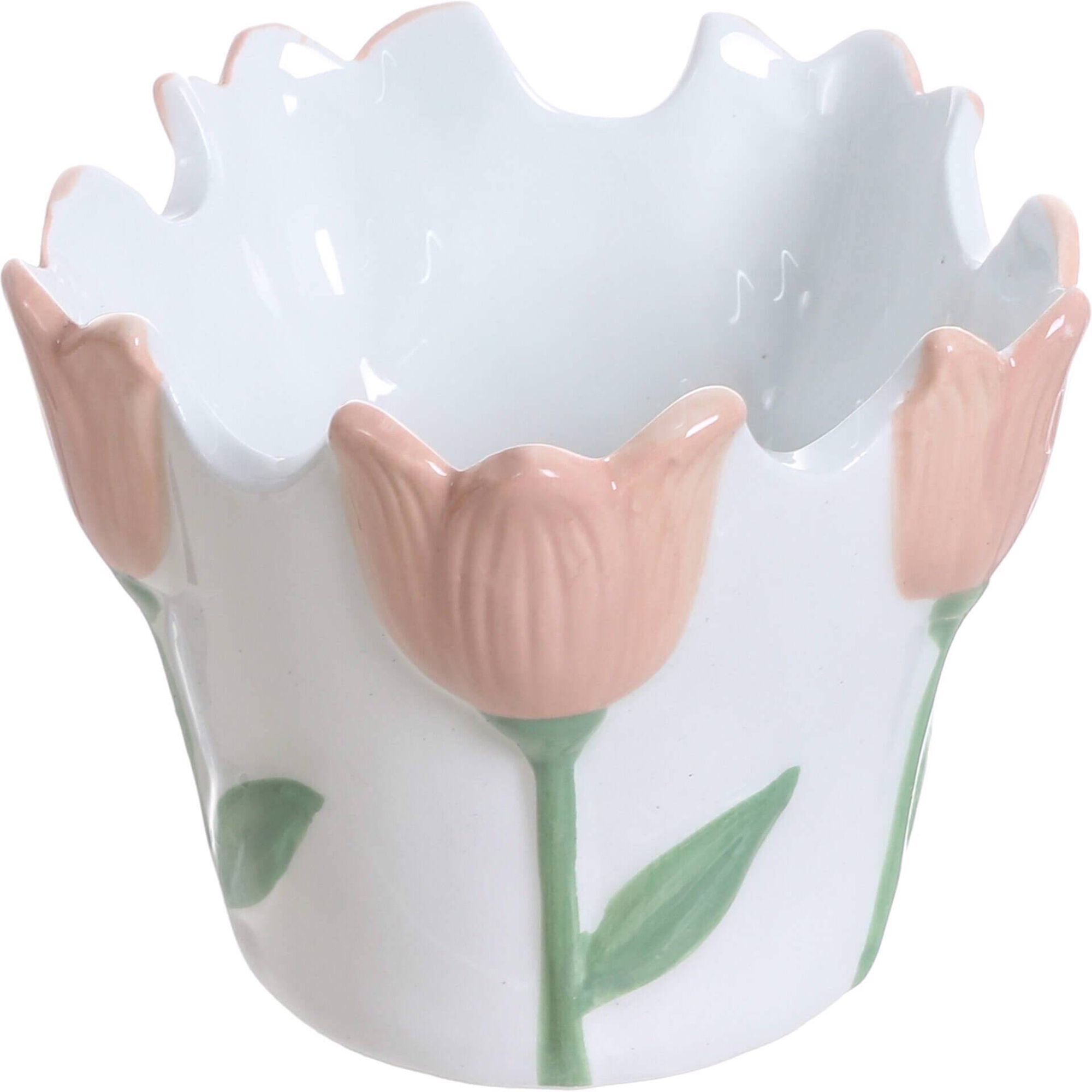 Jarra Branca com Tulipas Rosa Kasa