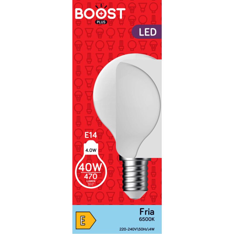 Lâmpada LED Esférica E14 6500K 40W Boost