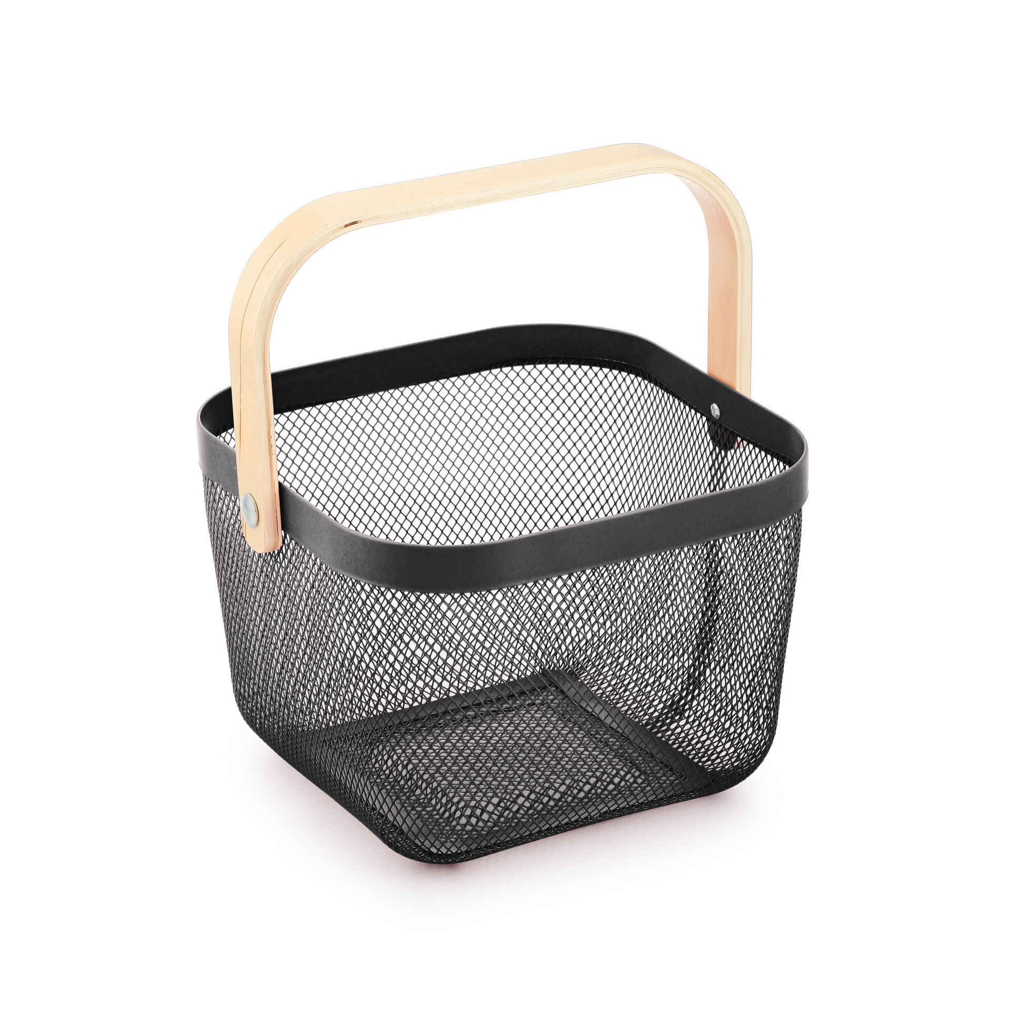 Fruteira Metal com Pega Madeira Preta Cosy Kasa