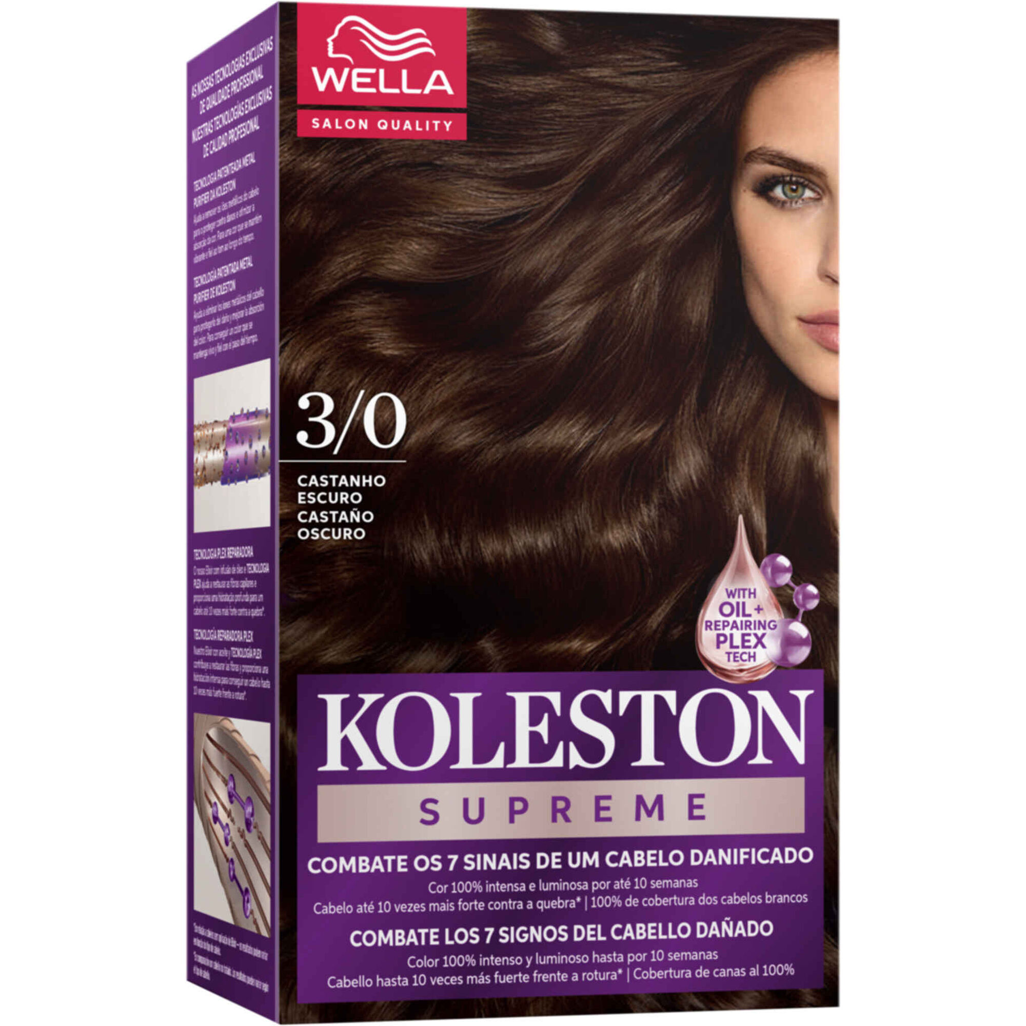 Colora&ccedil;&atilde;o Permanente Castanho Escuro 3.0 Koleston