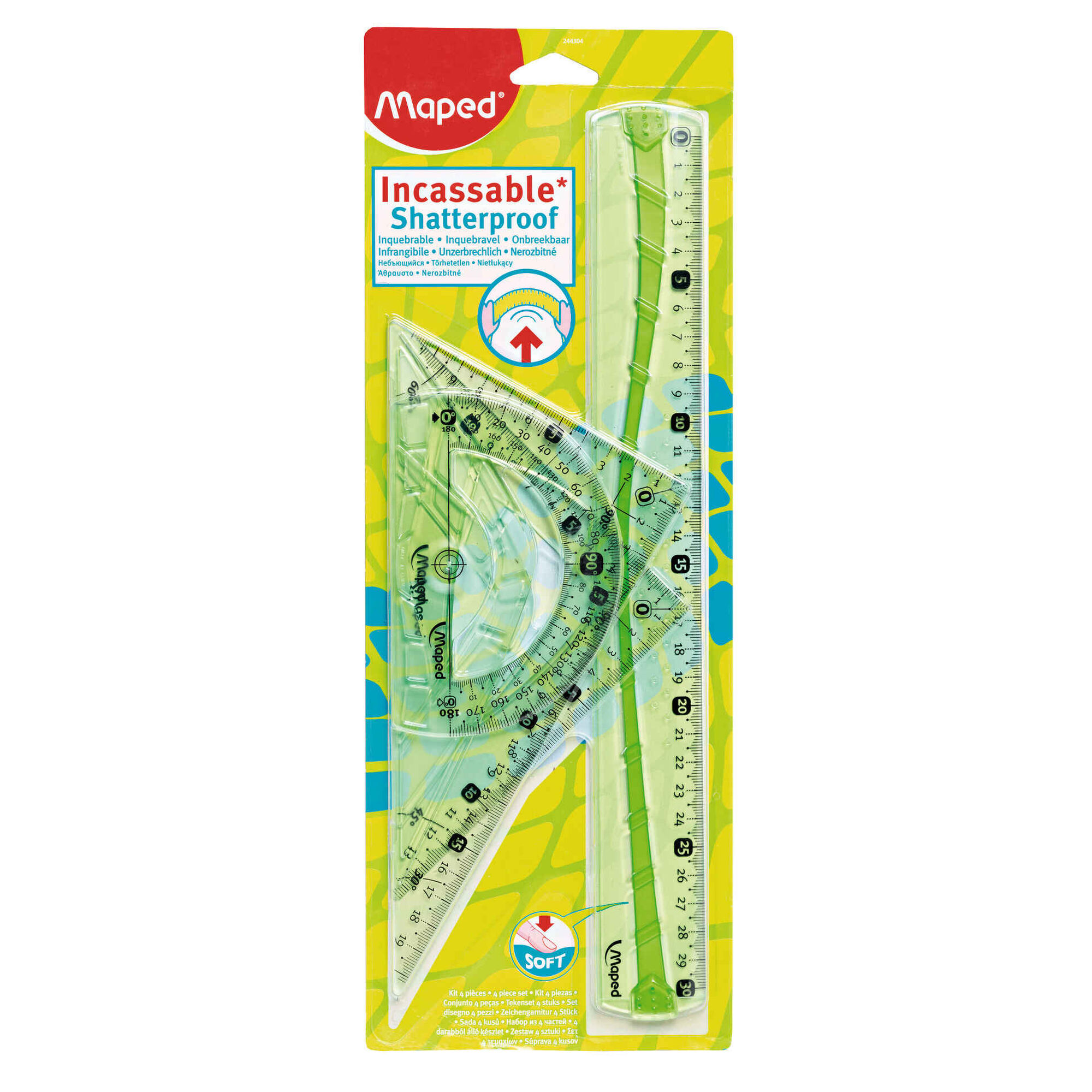 Régua, Esquadro e Transferidor Flexível (várias cores) Régua, Esquadro e Transferidor Flexível (várias cores)