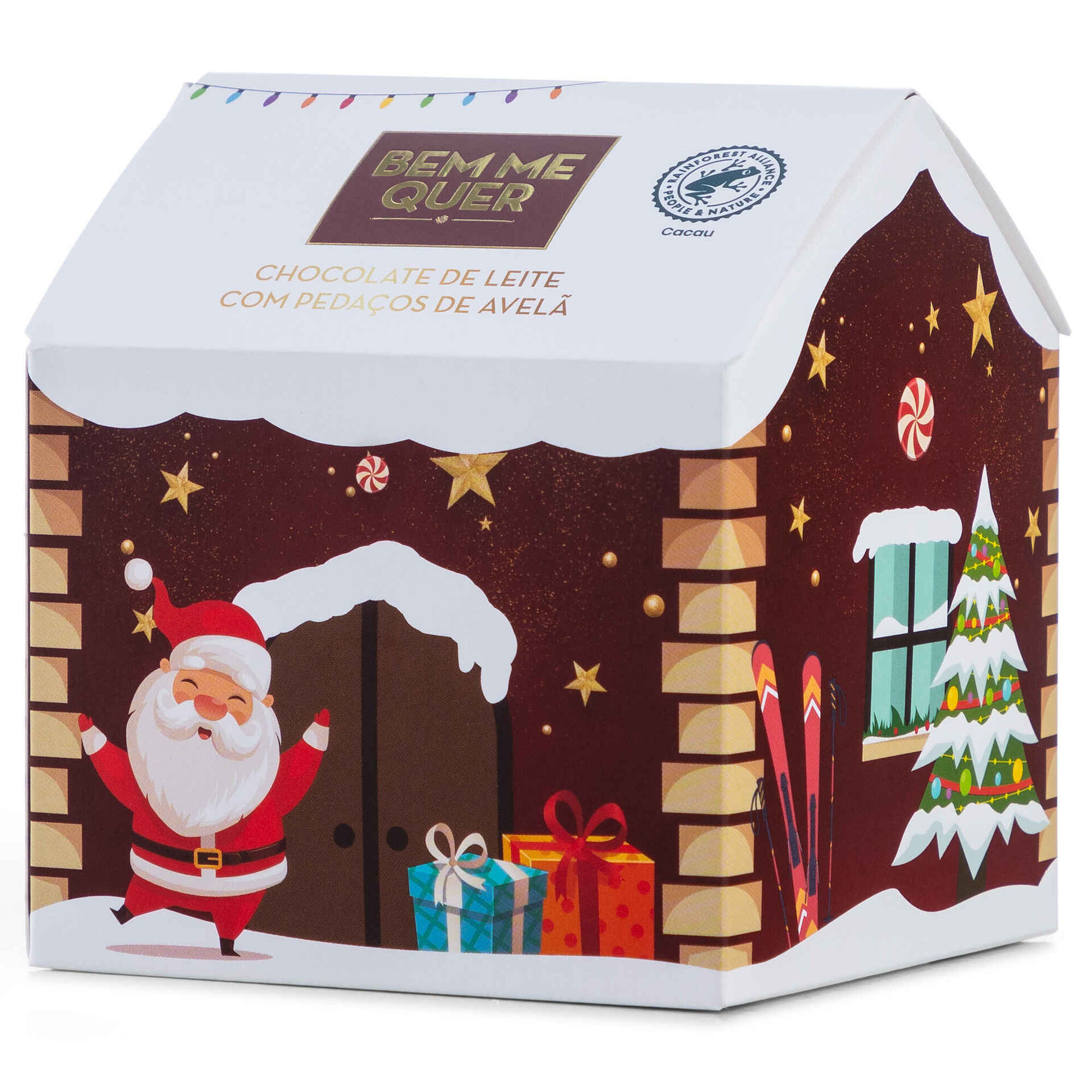 Casa de Natal com Chocolates de Leite e Avelã