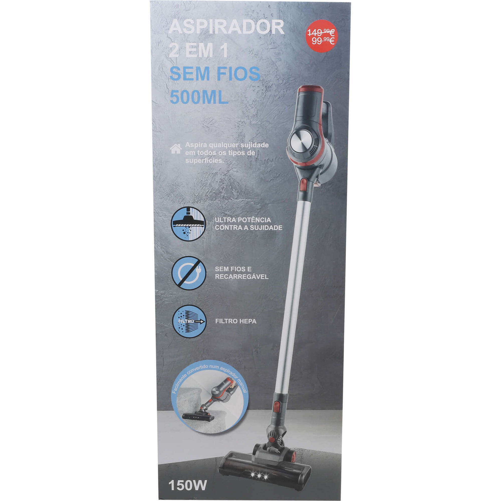 Aspirador 2 em 1 Sem fios e Sem saco