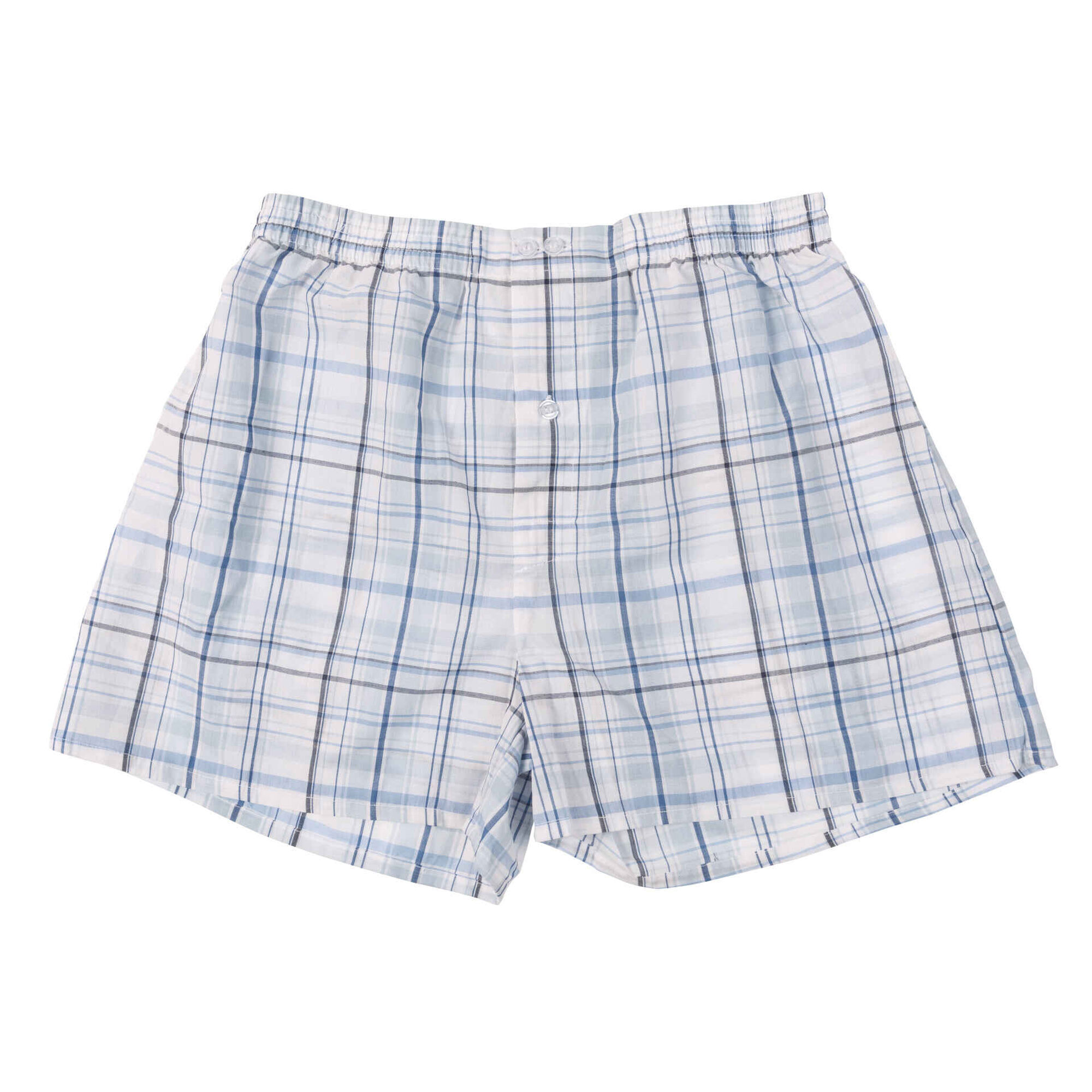 Boxers Homem Algod&atilde;o Branco e Azul