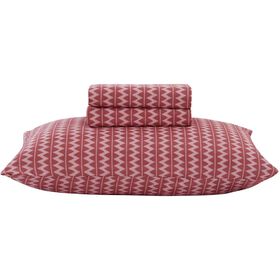 Conjunto Capa de Edred&atilde;o e Fronhas 260x240cm Zigzag Vermelho Jardim Secreto Kasa
