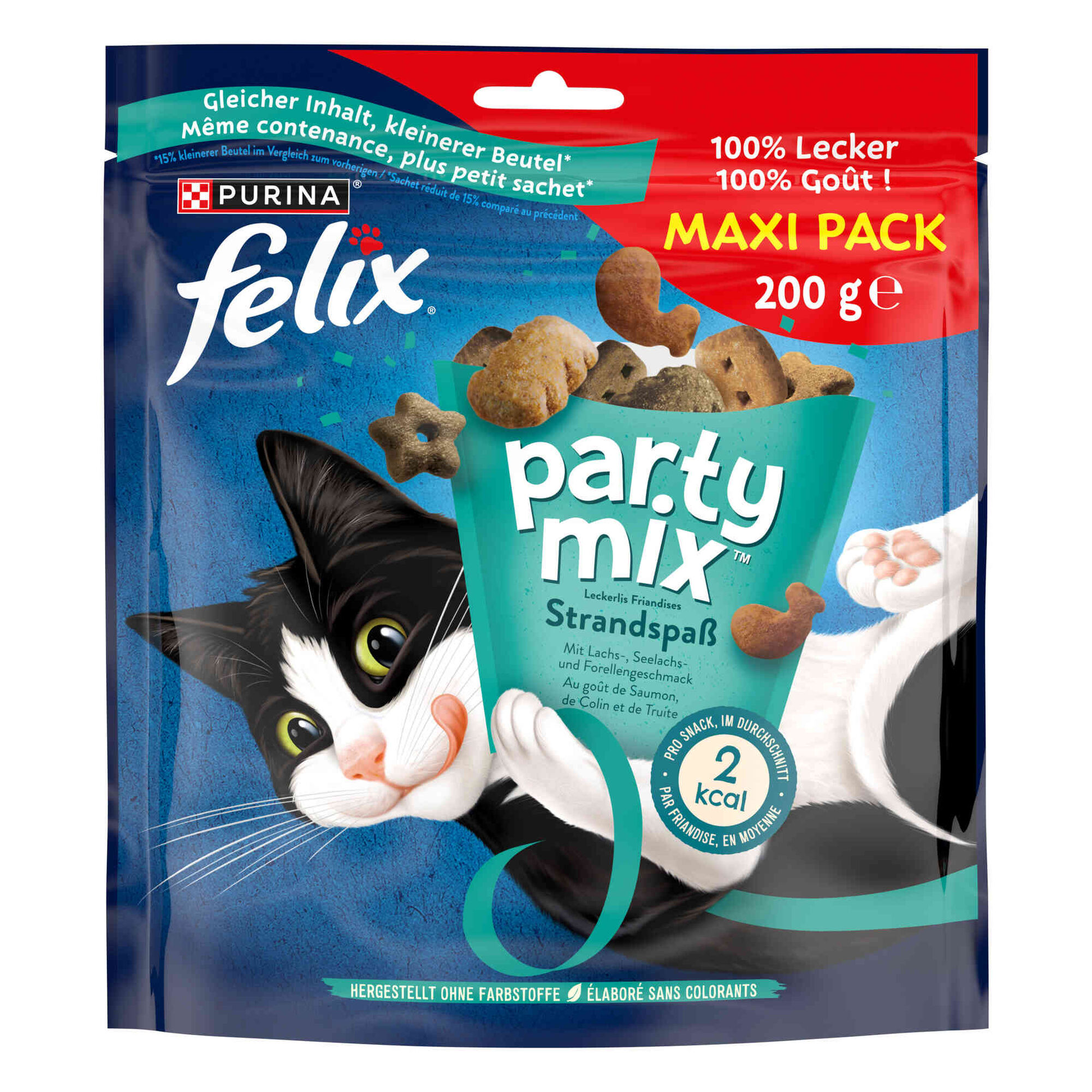 Snack para Gato Party Mix Ocean Salmão, Bacalhau e Truta