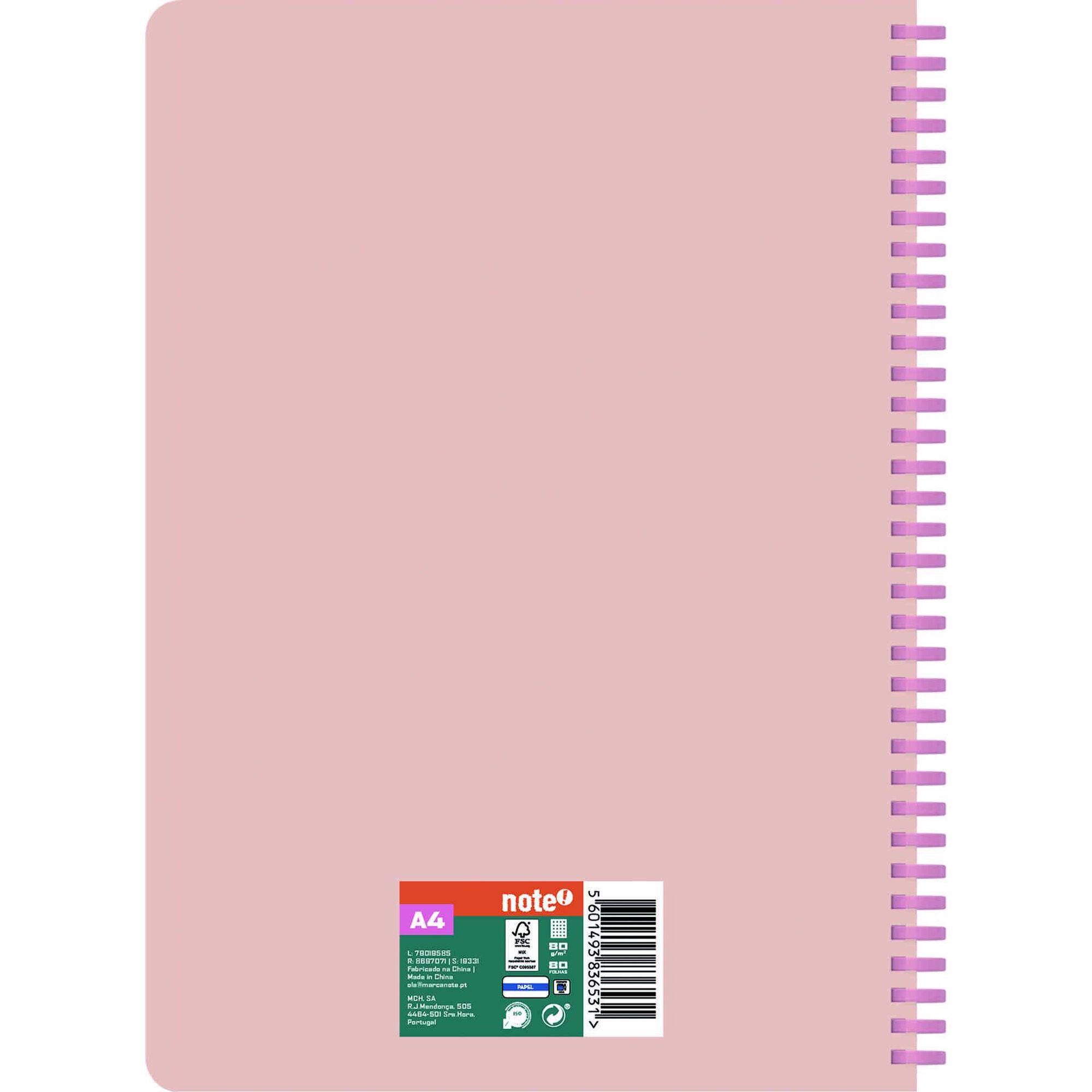 Caderno A4 Soft 80 Folhas Quadriculado (v&aacute;rias cores) Note!