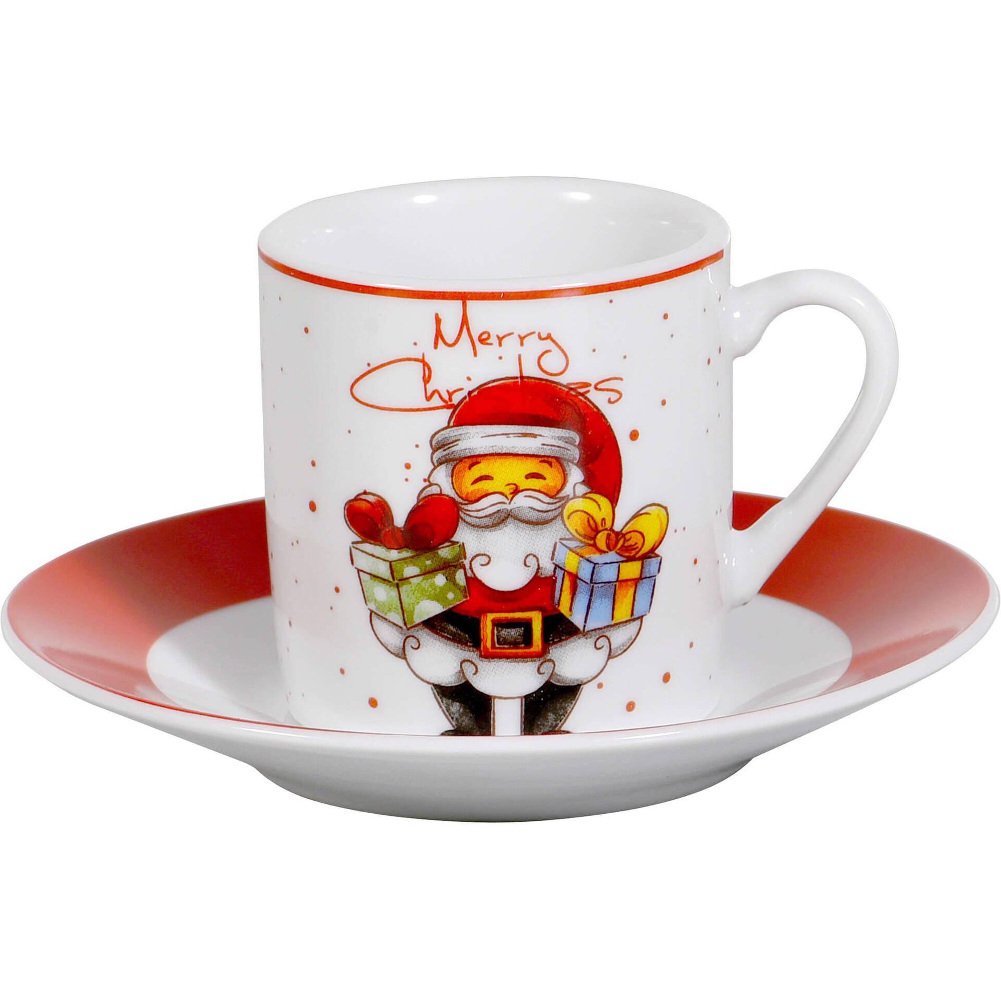 Conjunto 4 Ch&aacute;venas Caf&eacute; 80ml Pai Natal com Prendas
