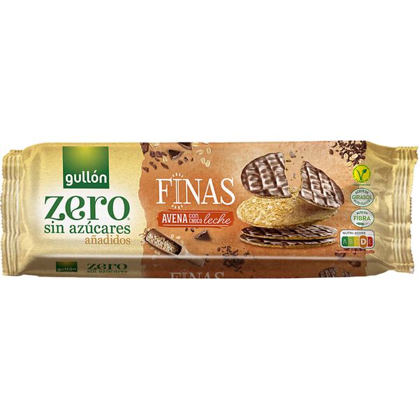 Bolachas Digestivas de Aveia com Chocolate de Leite Finas Gullón