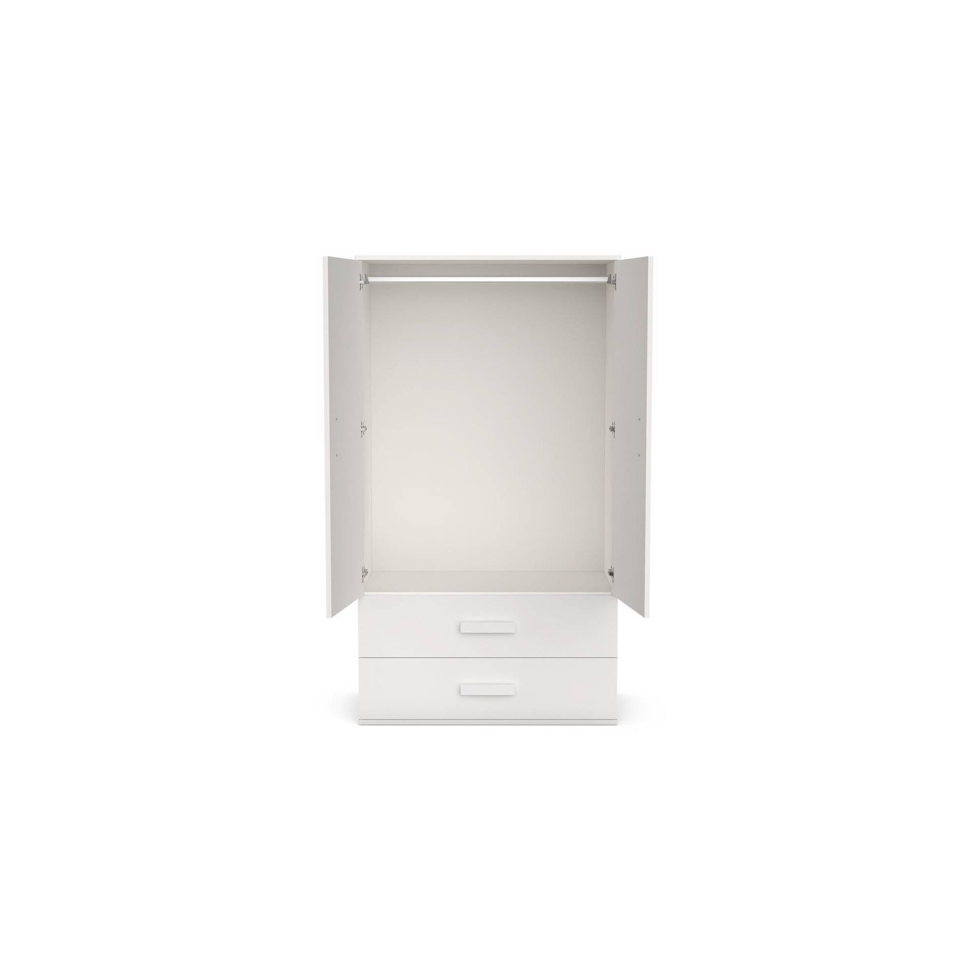 Roupeiro com 2 Portas e 2 Gavetas 100x55x180cm Branco Play Roupeiro com 2 Portas e 2 Gavetas 100x55x180cm Branco Play