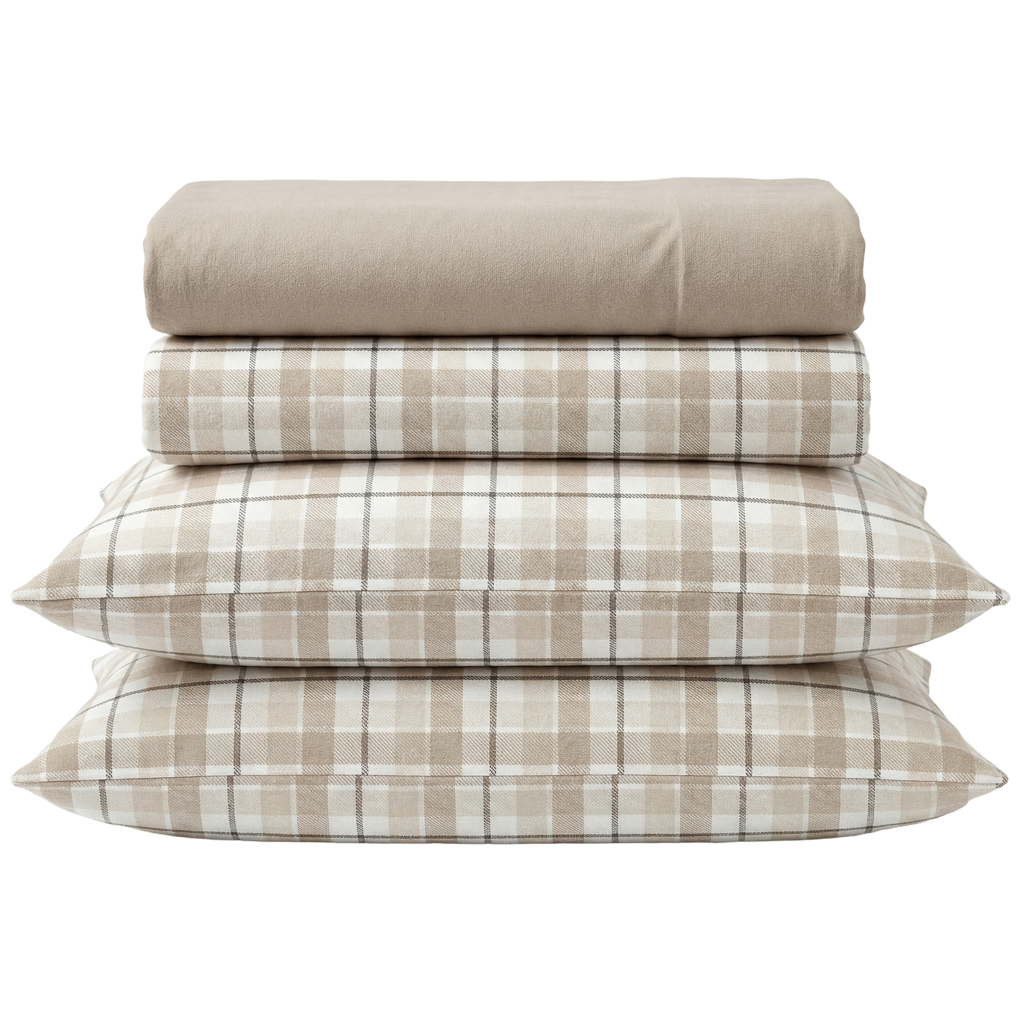 Conjunto de Len&ccedil;&oacute;is Flanela 270x220cm Quadrados Bege Kasa