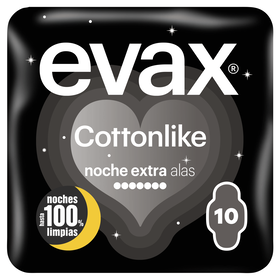 Pensos Higi&eacute;nicos Cottonlike Noite Extra com Abas Evax