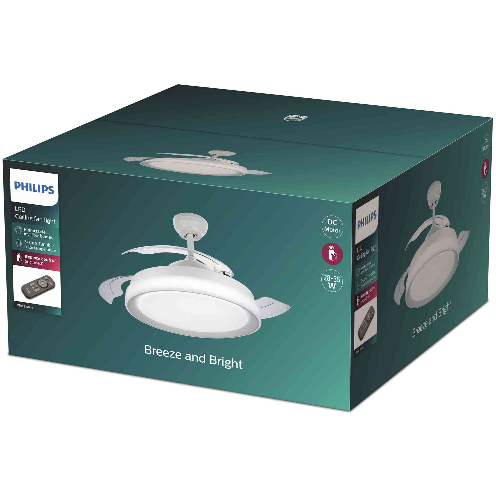 Ventoinha Teto LED com Comando 4000K 45W Branco