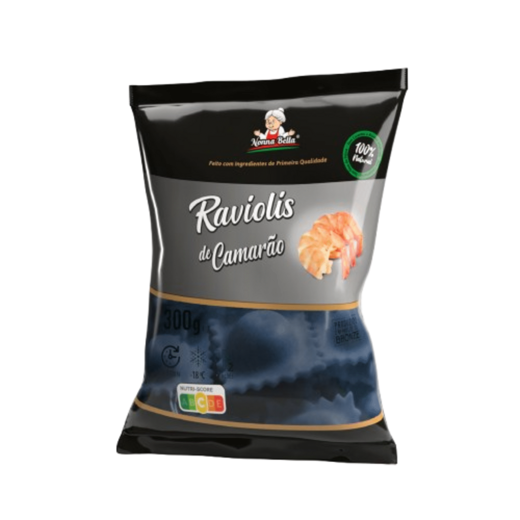 Ravioli Tinta de Choco com Camarão