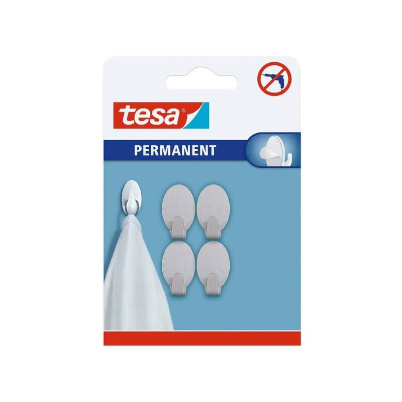 Gancho Adesivo Permanete Oval Metal Tesa