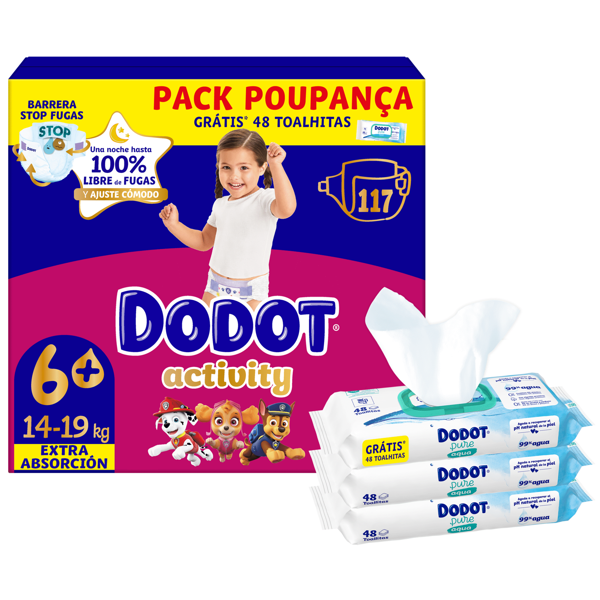 Conjunto Fraldas Activity +14kg T6+ e Toalhitas