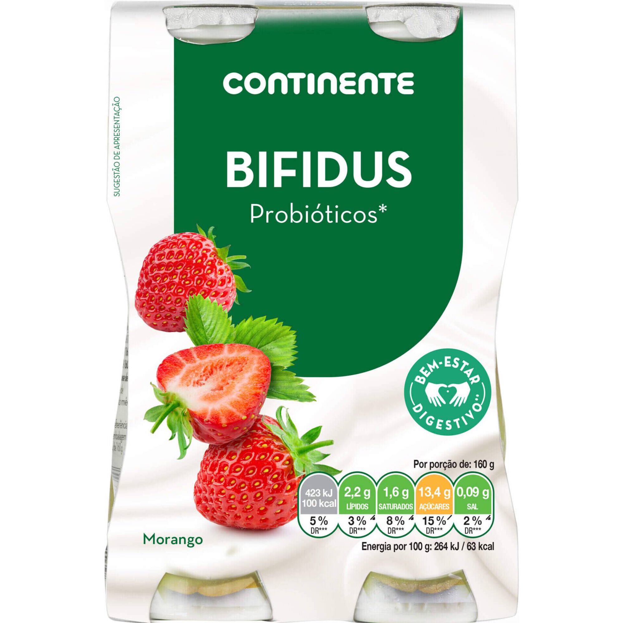 Iogurte L&iacute;quido Bifidus Morango Continente