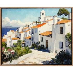 Quadro a &Oacute;leo 52x42cm Aldeia Kasa