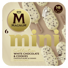 Magnum Gelado Mini Chocolate Branco e Cookies, 330ml (6 unidades)