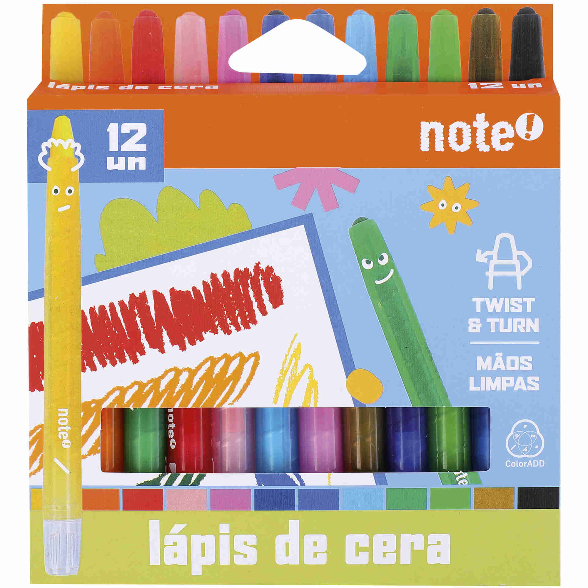 Conjunto 12 L&aacute;pis de Cera Twist&Turn Note!