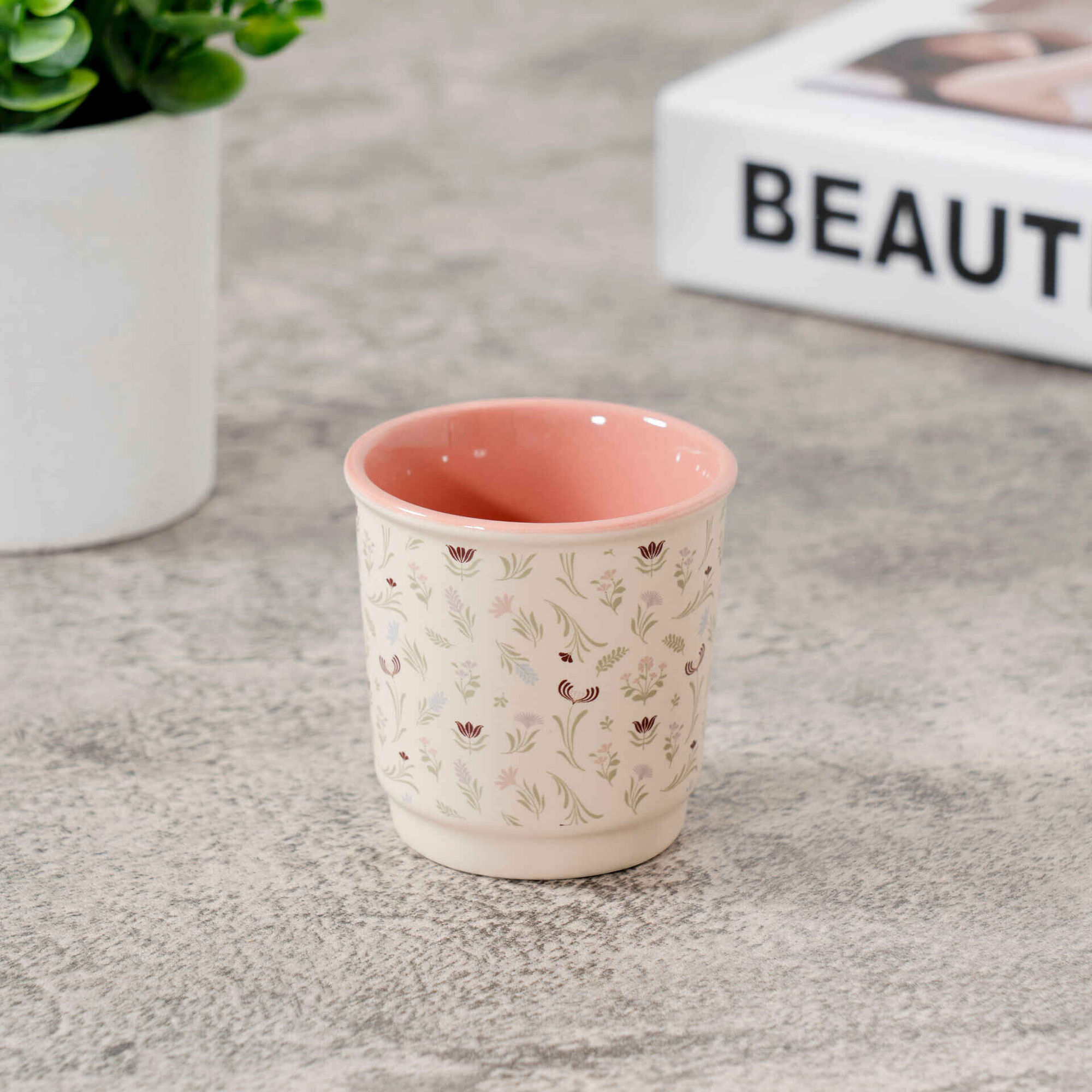 Copo Café 80ml Rosa Flores