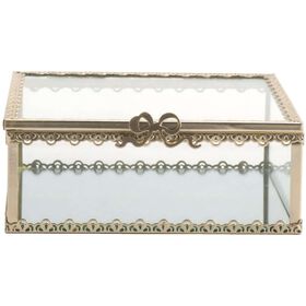 Caixa Vidro Dourada 13x13cm Kasa